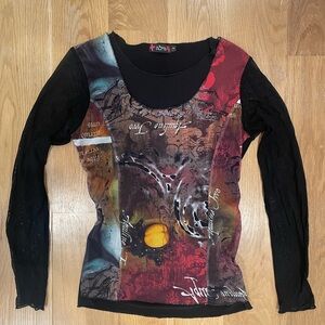 Mesh Artistic Long Sleeve Top